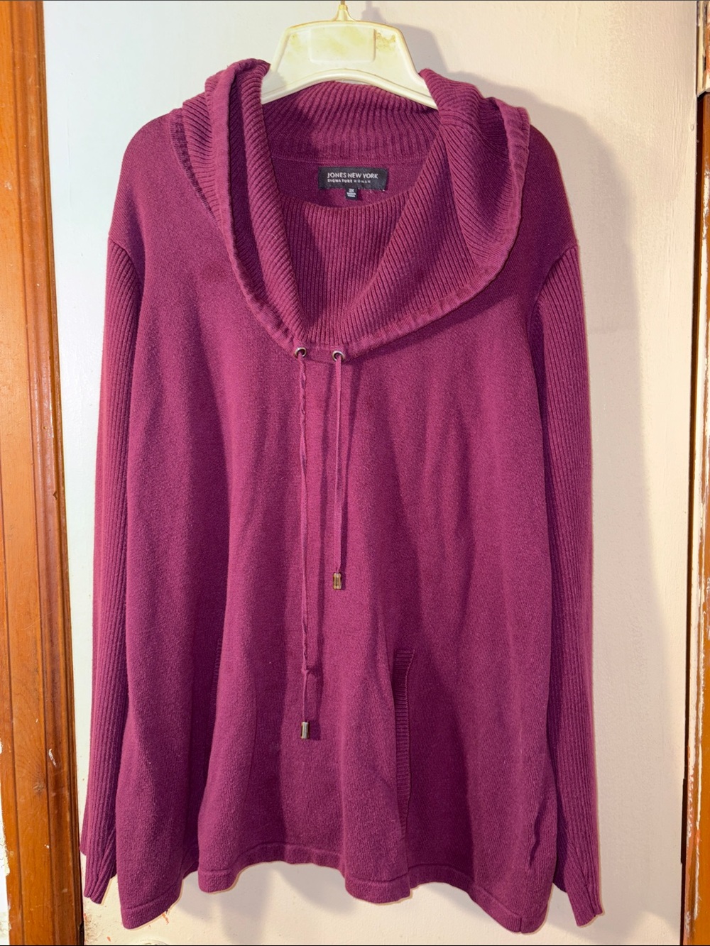 Jones New York Deep Plum Cowl Neck Pullover
